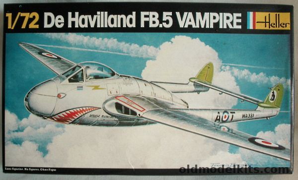 Heller 1/72 TWO DeHavilland FB.5 Vampire - RAF 112 Sq or 4 Esc 1/4 Lafayette Friedrichshafen Germany 1951, 283 plastic model kit